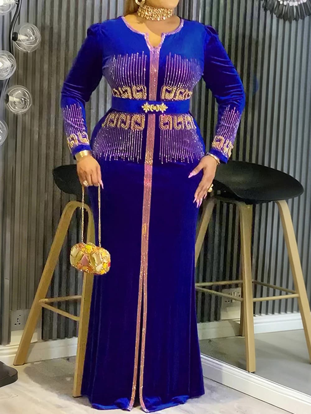 Robe de soirée de luxe pour femmes, élégante, manches longues, style sirène, pour mariage, anniversa