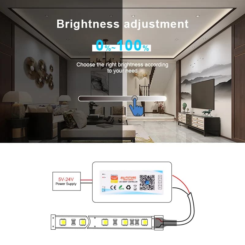 Tuya Wifi LED de contrôle gradateur intelligent DC5V-24V LED bande lumineuse CCT/RGB/RGBW pour Alexa
