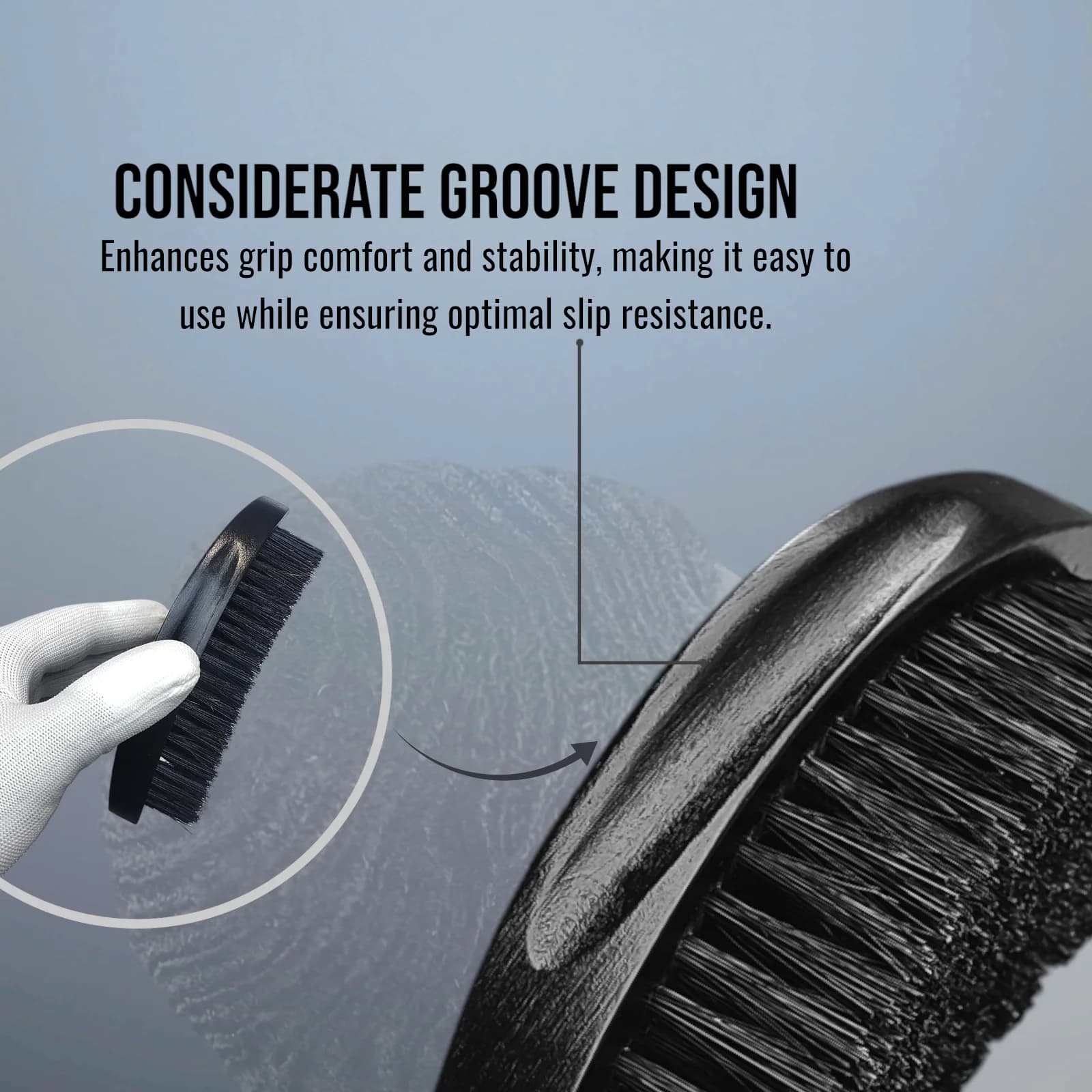 Brosse à vagues 360° Gracemen pour hommes afro, manche en bois courbé, poils de sanglier et de nylon