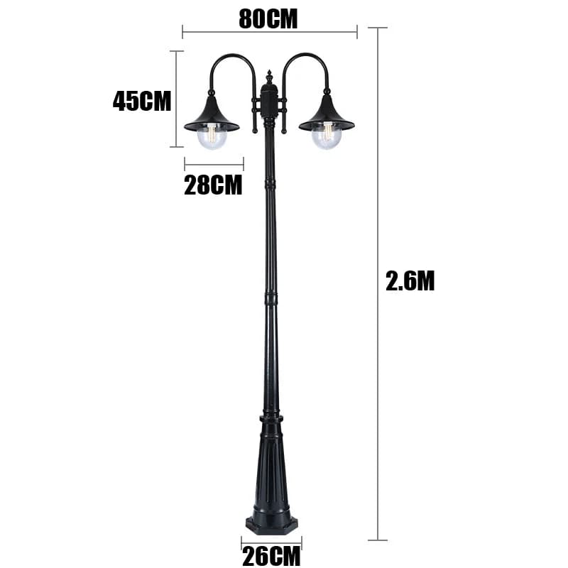 (H≈2.6M) lampe de jardin de Style européen lampadaire lampe extérieure étanche ménage Double tête ha