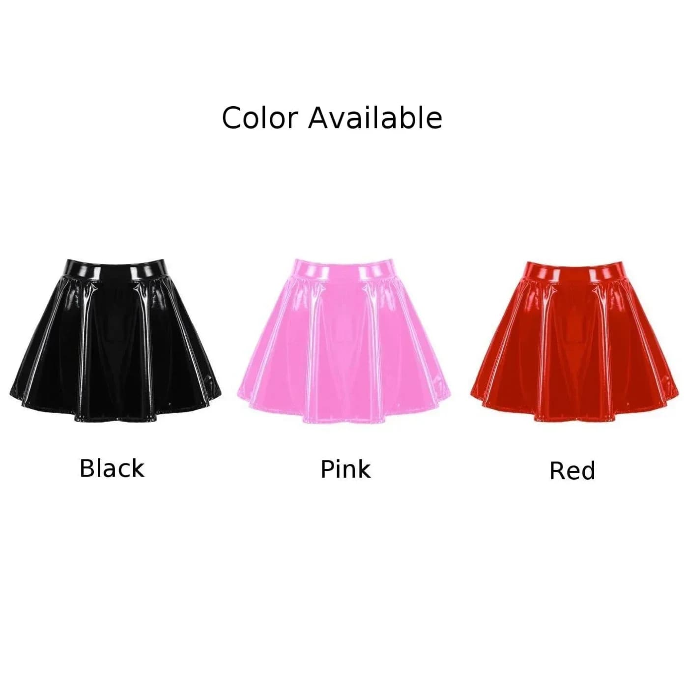 Mini-jupe évasée en cuir verni brillant pour femmes, jupe trapèze de danse, Clubwear, Costume de Cos