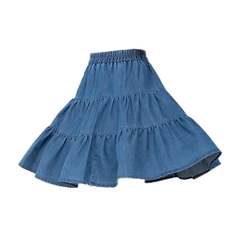 Jupe plissée mini sexy coréenne style Y2K pour femme, jupe en jean taille haute à volants, nouvelle 