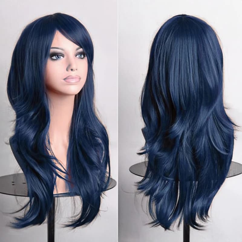 Soowee 70 cm de Long perruques synthétiques rose violet Cosplay perruque ondulée Halloween Costume c