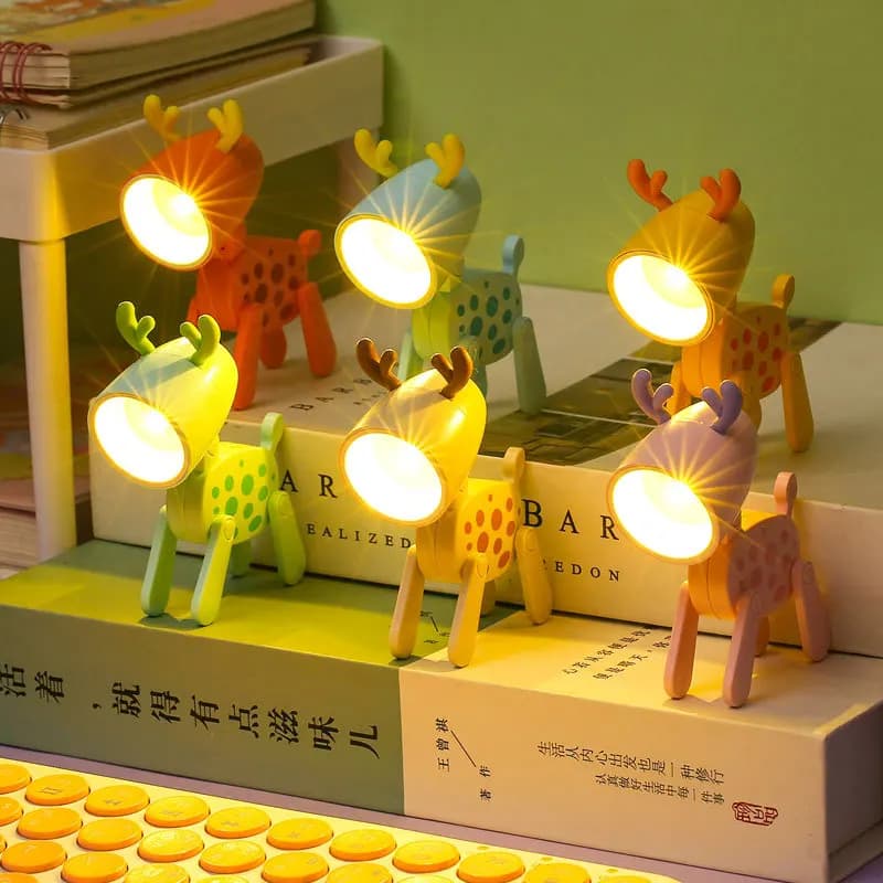 Mini veilleuses Led pliante lampe de bureau dessin animé mignon chien de compagnie cerf forme veille