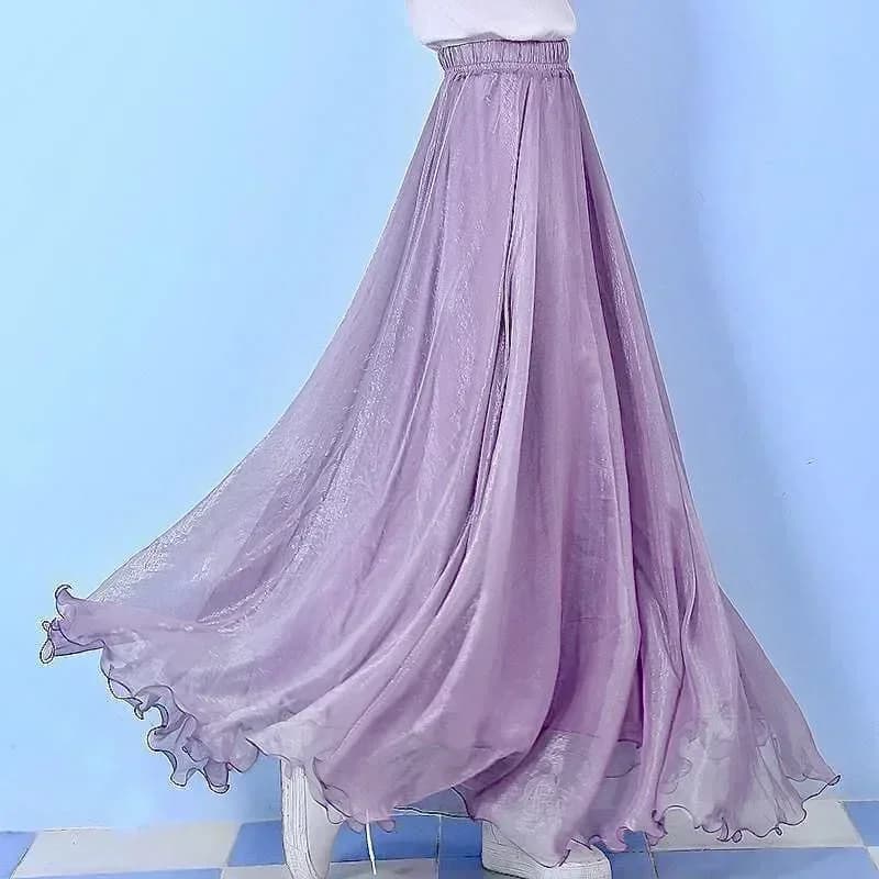 Longue jupe portefeuille en mousseline de soie plissée pour femmes, tenue de plage, taille haute, pl