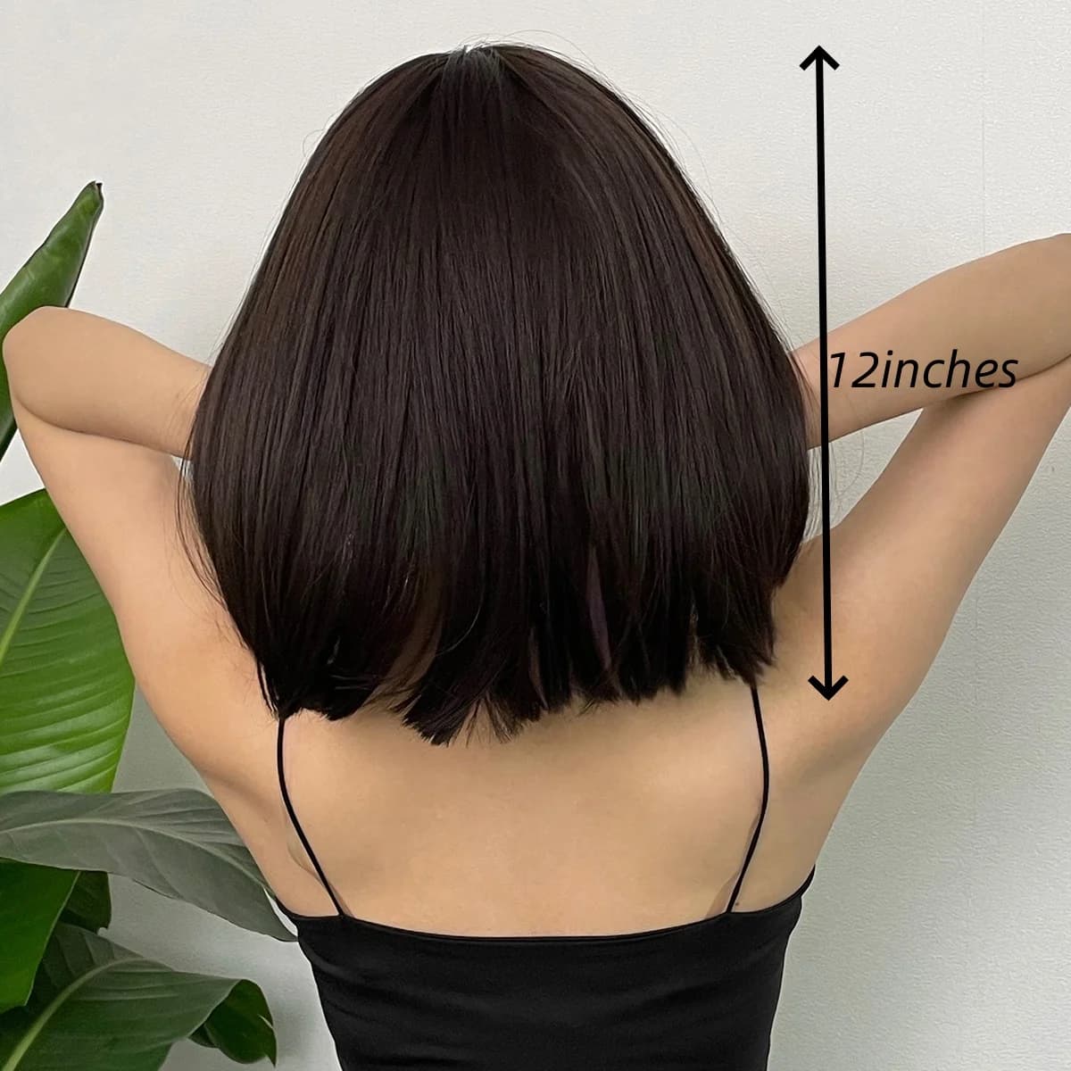 Perruques synthétiques naturelles courtes noires et brunes pour femmes, perruque Bob lisse avec fran