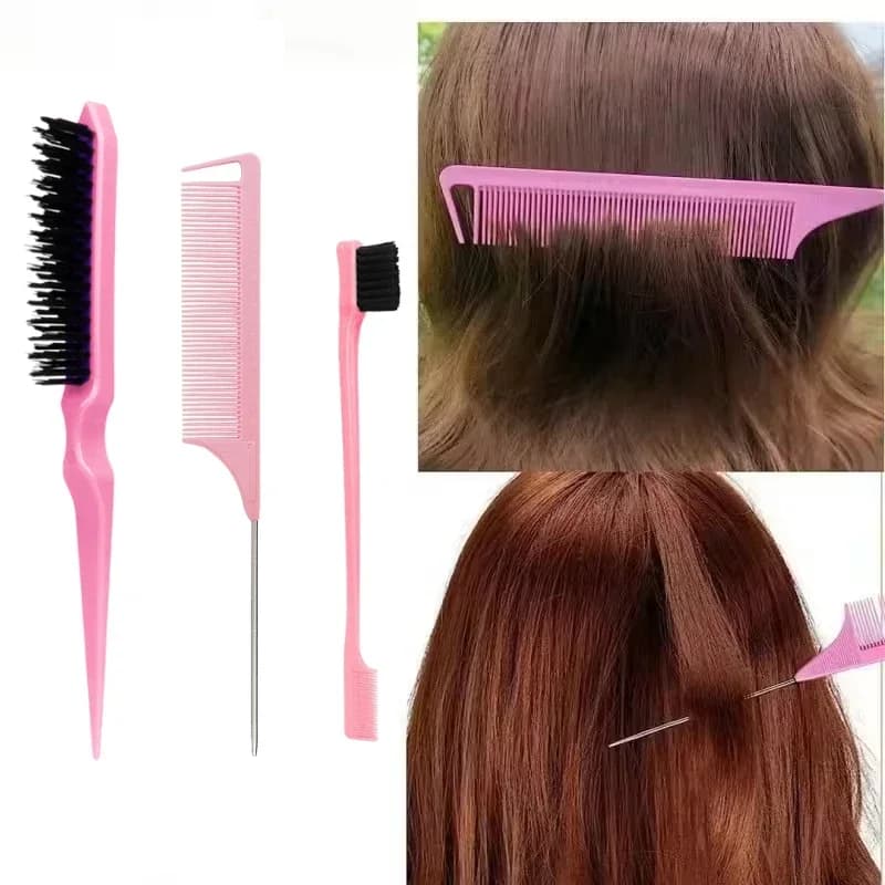 Ensemble de peignes de coiffure, peigne à taquiner triple, peigne à queue de souris, outil de brossa