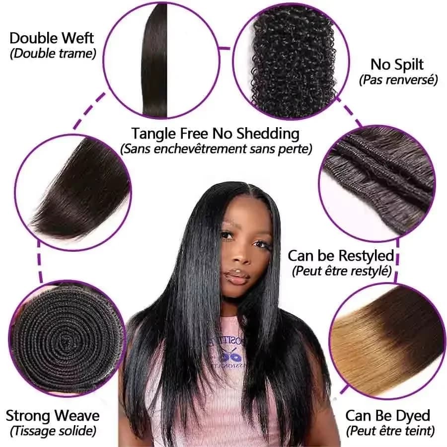 BINF Hair Wholesale – Offre Spéciale : Lots de Cheveux Humains Brésiliens 100% Naturels, Raides comm