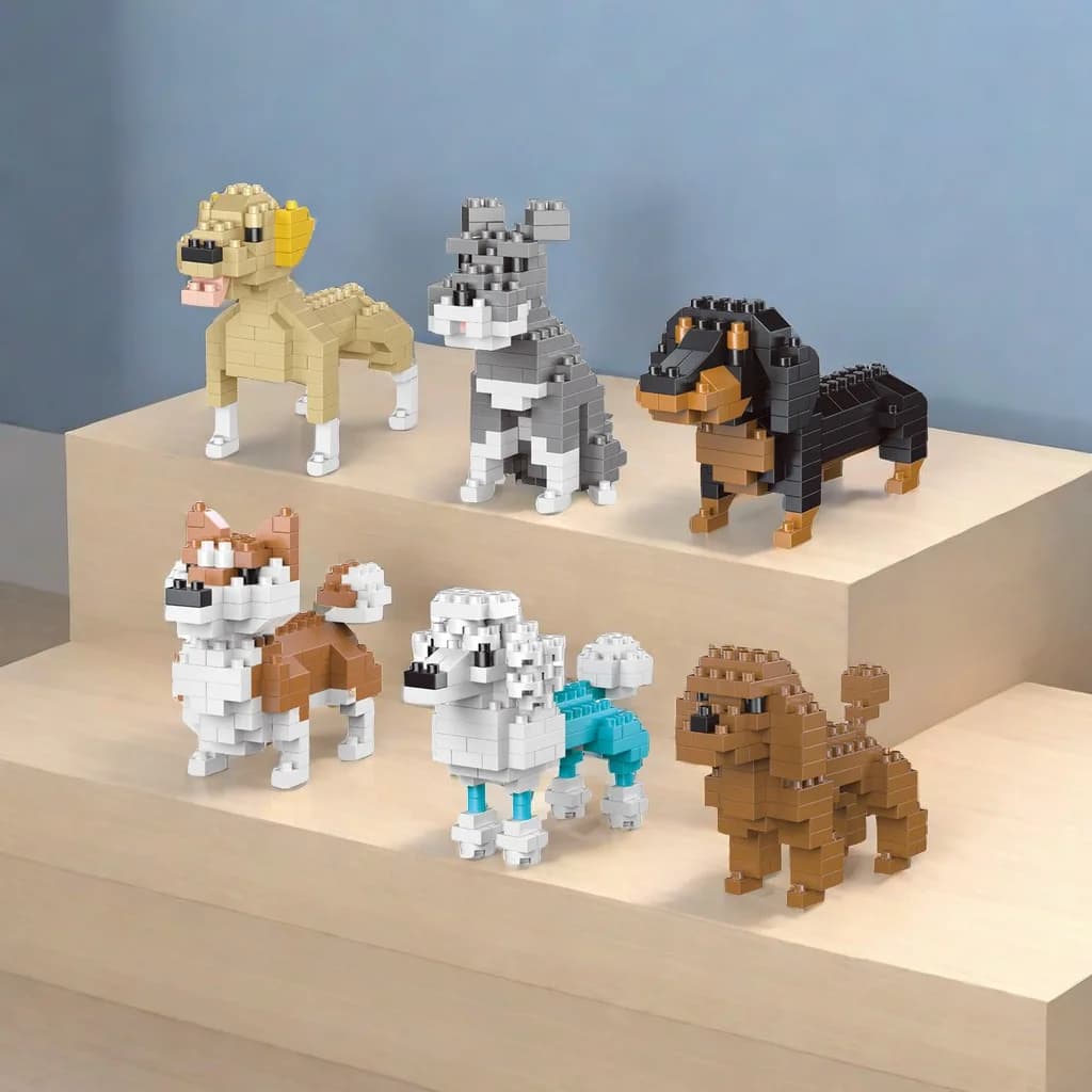 Mini blocs de construction pour chien teckel, jouet pour adultes et enfants: design détaillé et réal