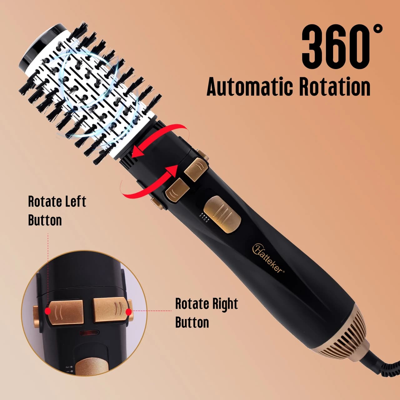 Hatteker EU 4 têtes sèche-cheveux brosse à Air chaud vent fort électrique lisseur bigoudi rouleau pe