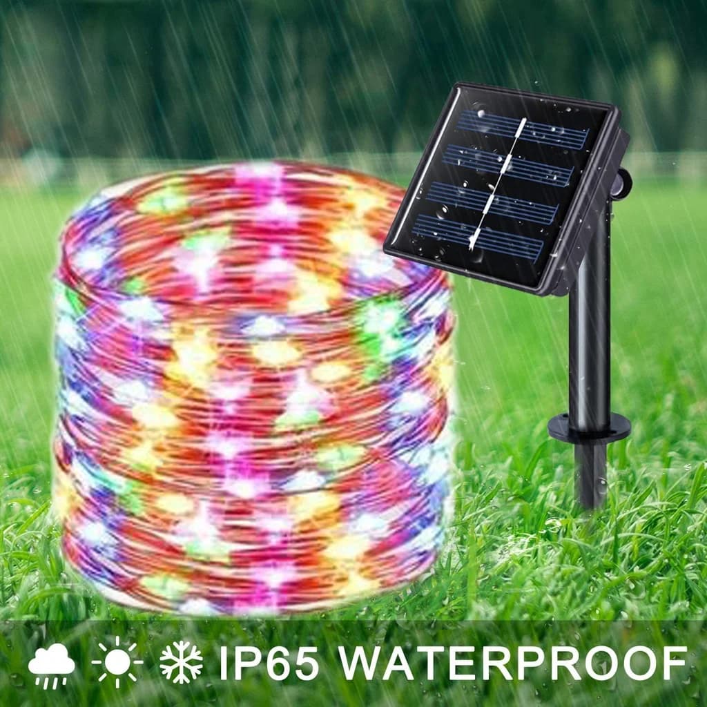 Guirlande lumineuse solaire LED d'extérieur, 8Modes, imperméable, décoration de jardin, fil de cuivr