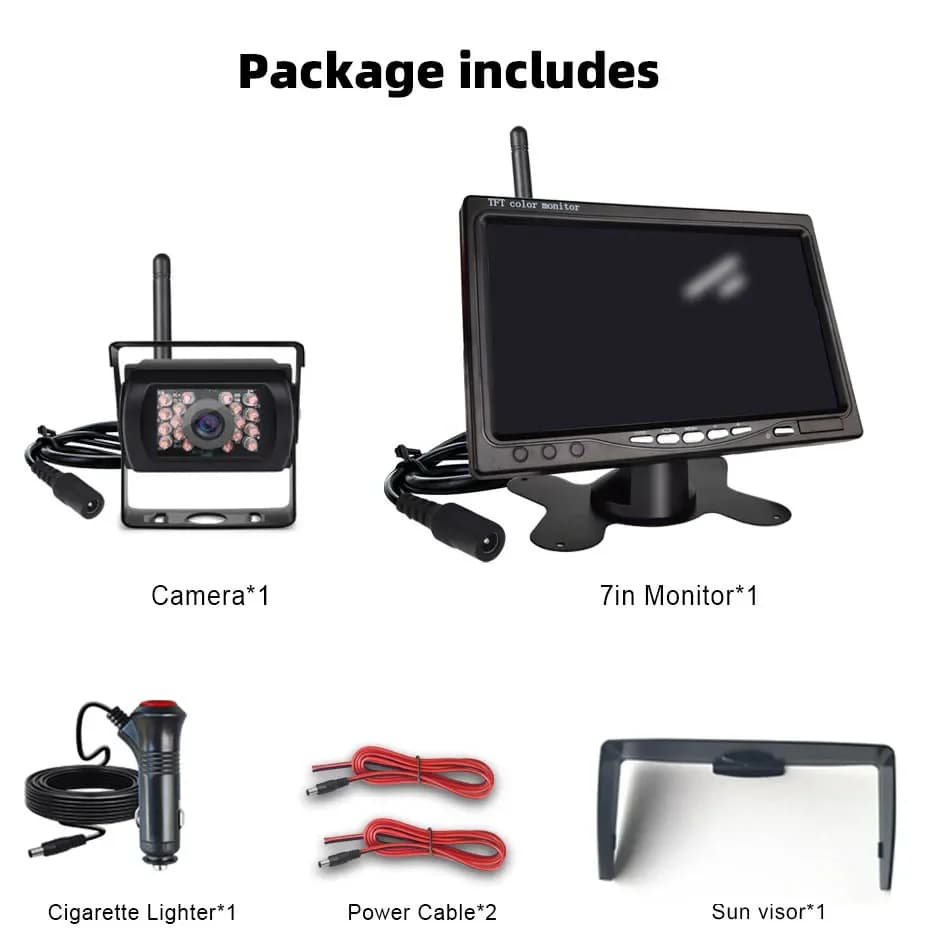QXNY Moniteur DVR sans fil 7 pouces pour camion, vision nocturne, caméra de recul, enregistreur Wifi