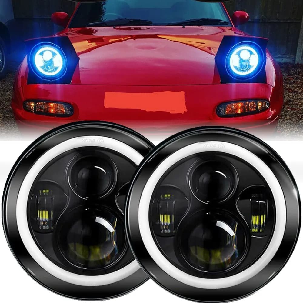 Fit 90-97 Mazda ata MiMX-5 MX5 Voiture 7 pouces Led sauna lumière ronde Angel Eyes Halo avant DRL lu