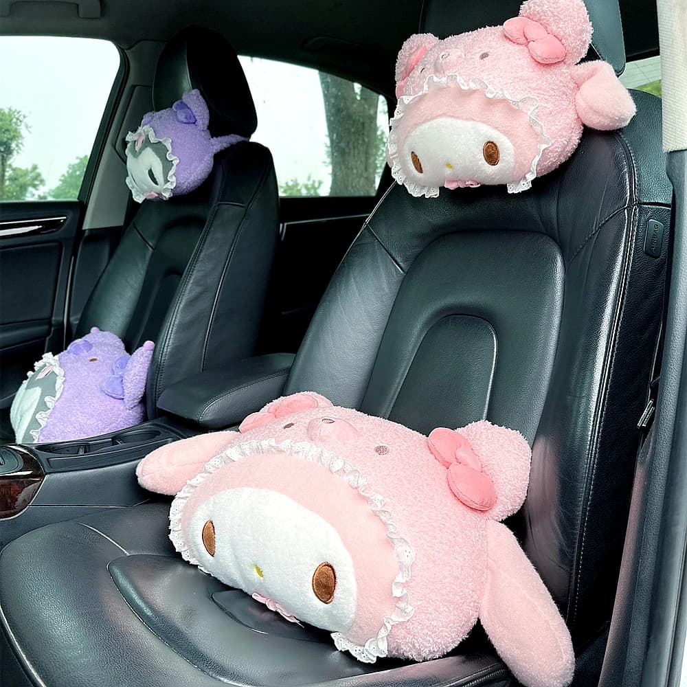 Coussin de Tête Mignon pour Siège de Voiture, Motif Dessin Animé Kuromi My Melody Cinnamoroll Pom Po