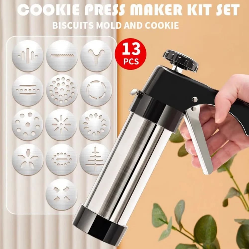 Pistolet à Biscuits en Acier Inoxydable, Outils de Cuisson, pour Décoration de Crème, de Gâteau, Mac
