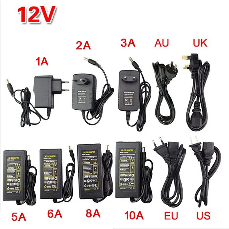 Adaptateur d'alimentation LED DC 5V 12V 24V, transformateur de lumière 1A / 2A / 3A / 5A / 6A / 8A /