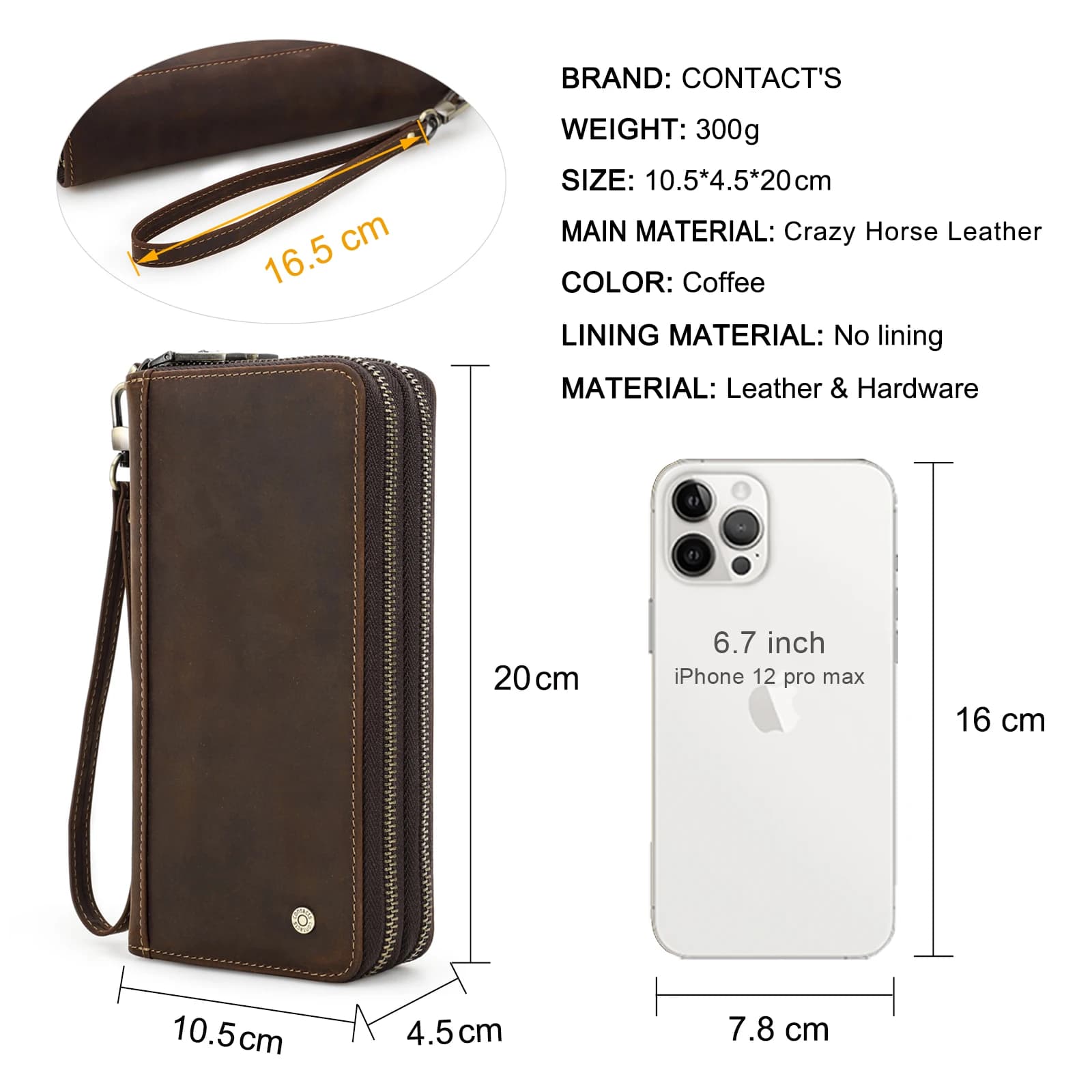 Portefeuille en cuir véritable pour hommes, pochette porte-cartes, portefeuilles longs, double ferme