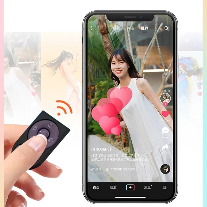Perche à Selfie sans fil Bluetooth longue de 1.8M, support de diffusion en direct, trépied pliable a