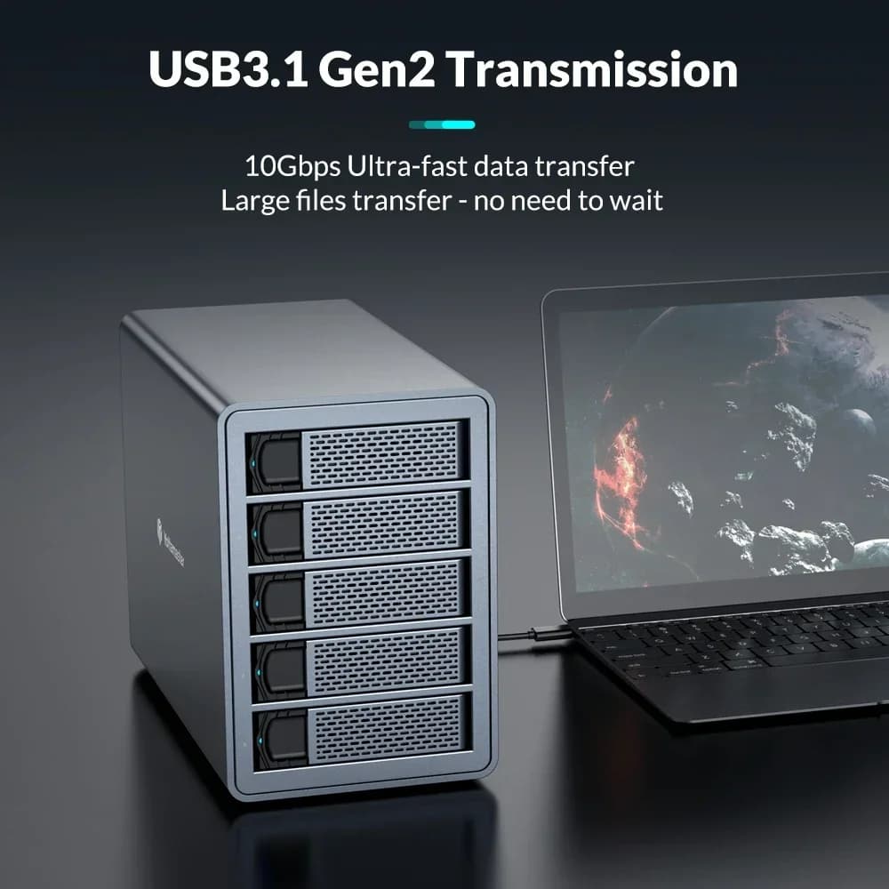 Boîtier de disque dur Yottamaster 5 baies USB3.1 (GEN2) type-c boîtier de disque dur externe prise e
