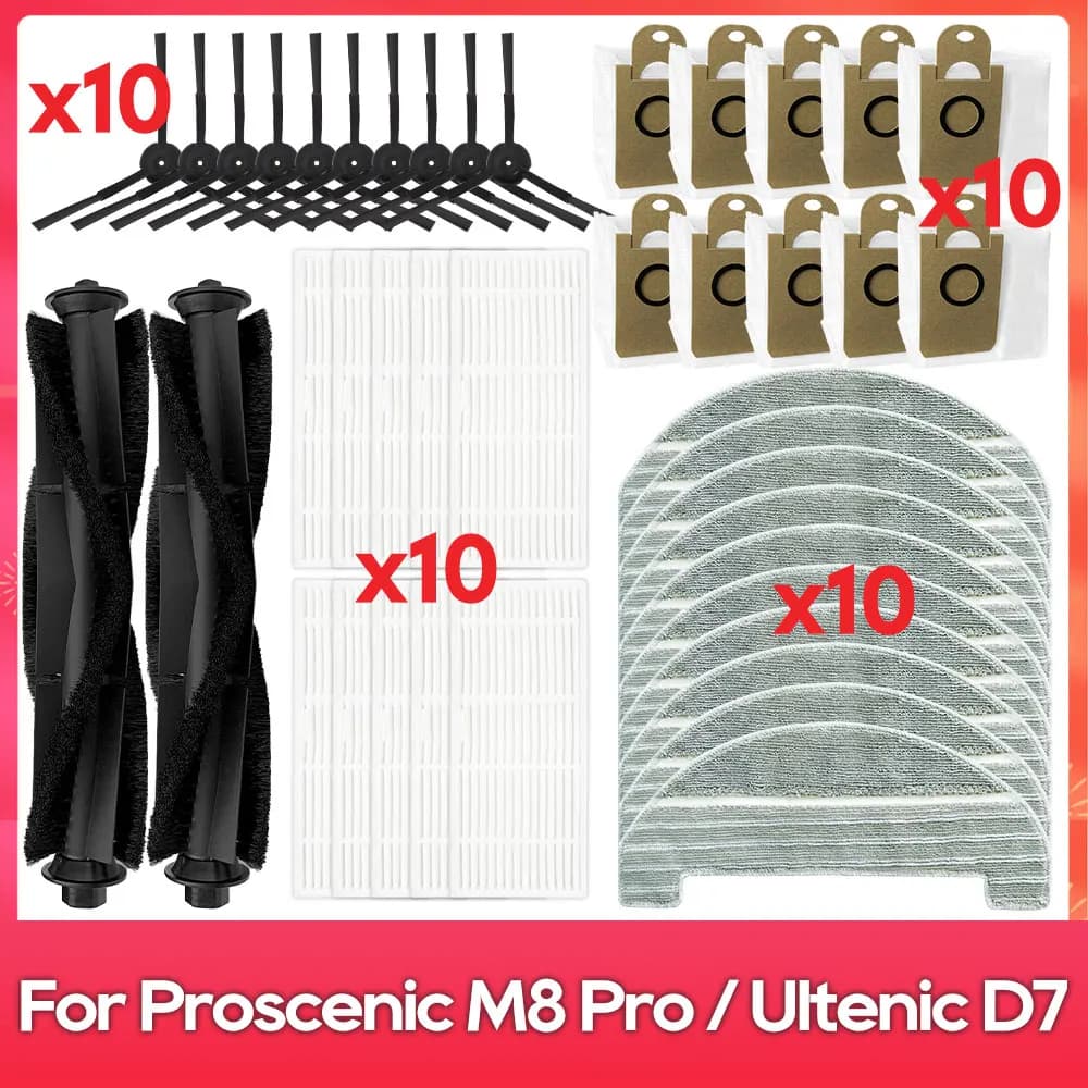 Compatible avec ( Proscenic M8 Pro / Ultenic D7 ) Pièces Accessoires Brosse principale Brosse latéra