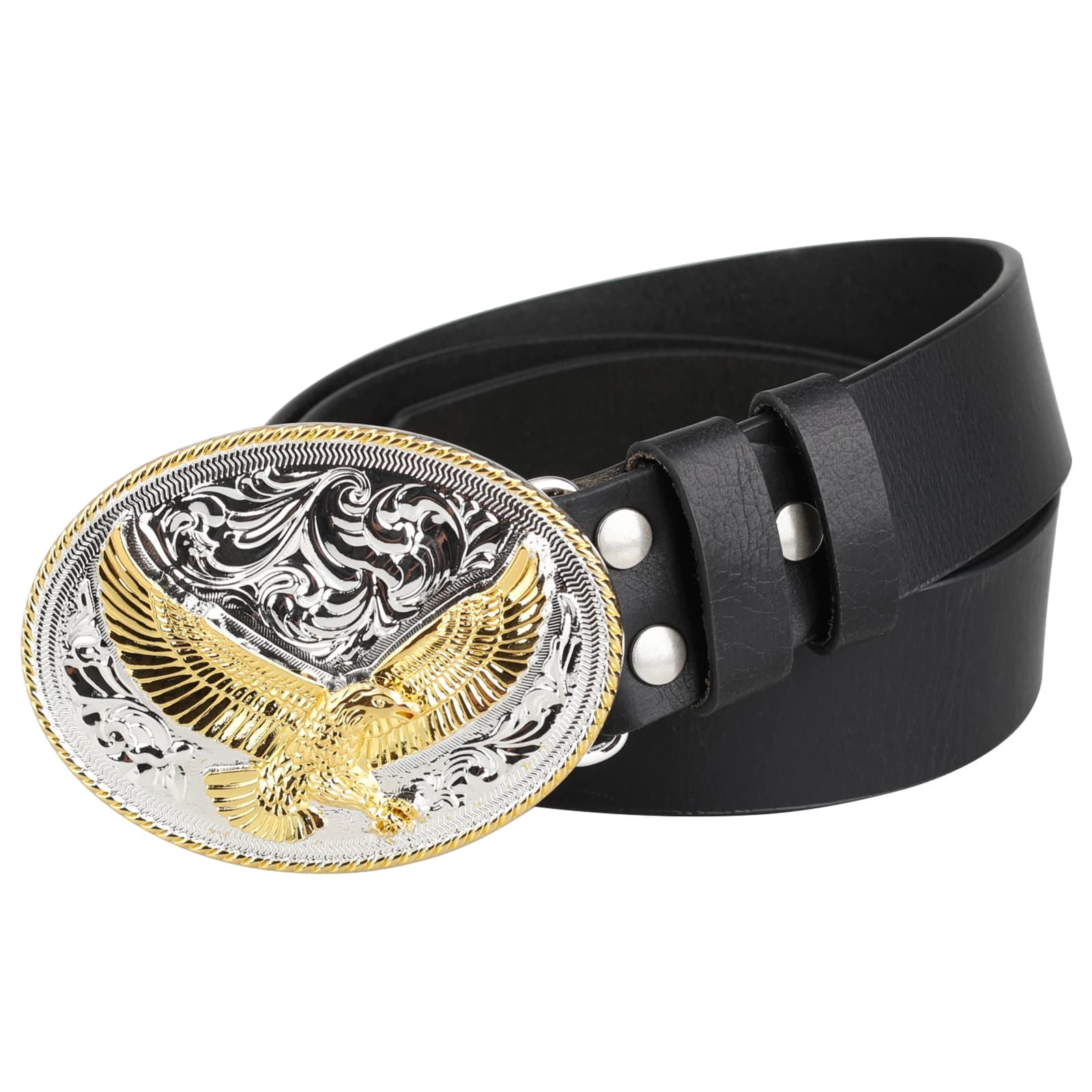 Ceinture en cuir véritable avec boucle d'aigle dorée, pantalon de Cowboy à la mode, loisirs décorati