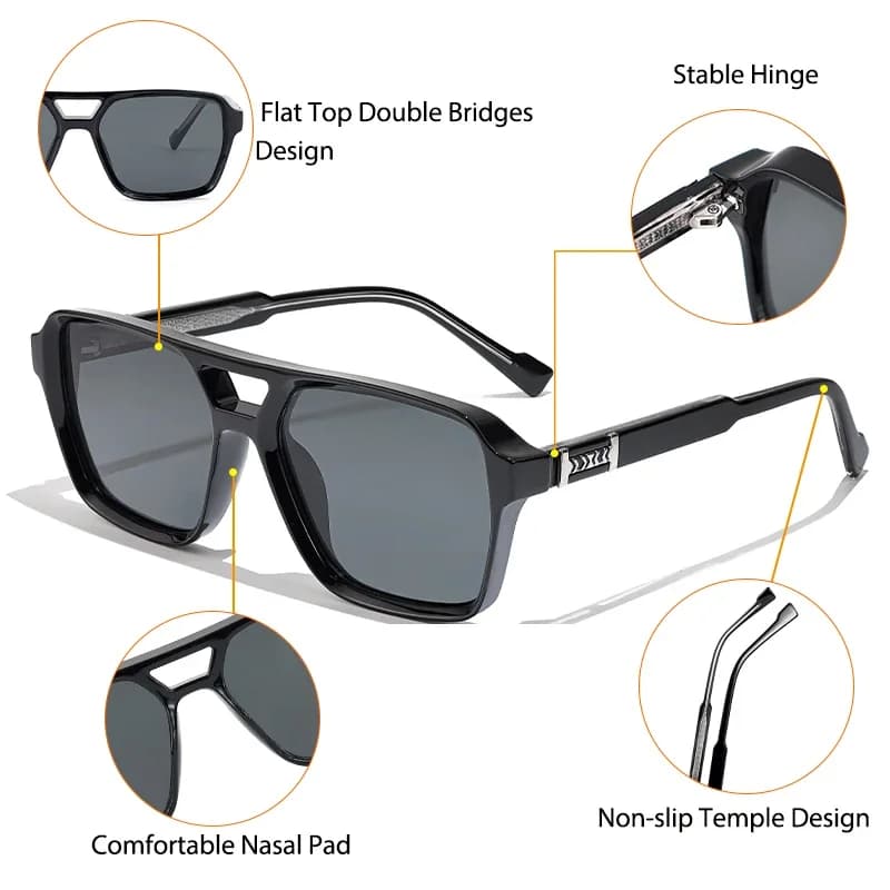 CATERSIDE mode Punk lunettes de soleil hommes cadre carré plat haut Double pont haute qualité lunett