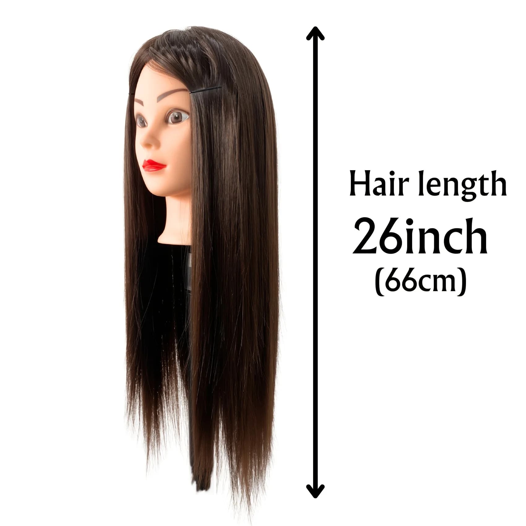 Tête de mannequin femme professionnelle de 26 pouces avec cheveux pour tresser, coiffage et pratique