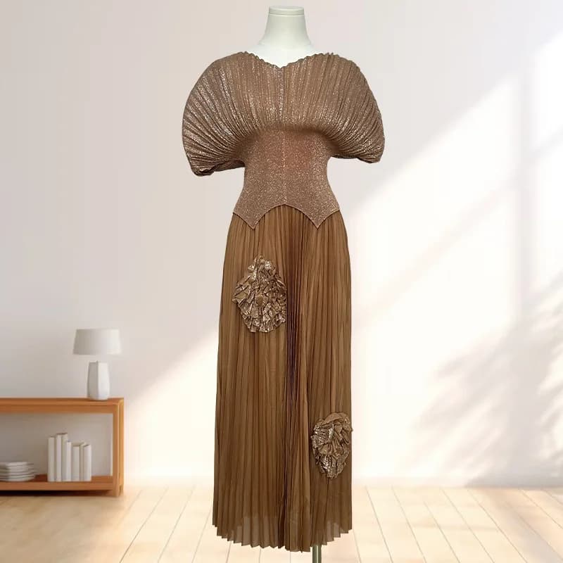 Miyake Style plissé grande taille costume pour femme estampage haut jupe plissée deux pièces mode ju