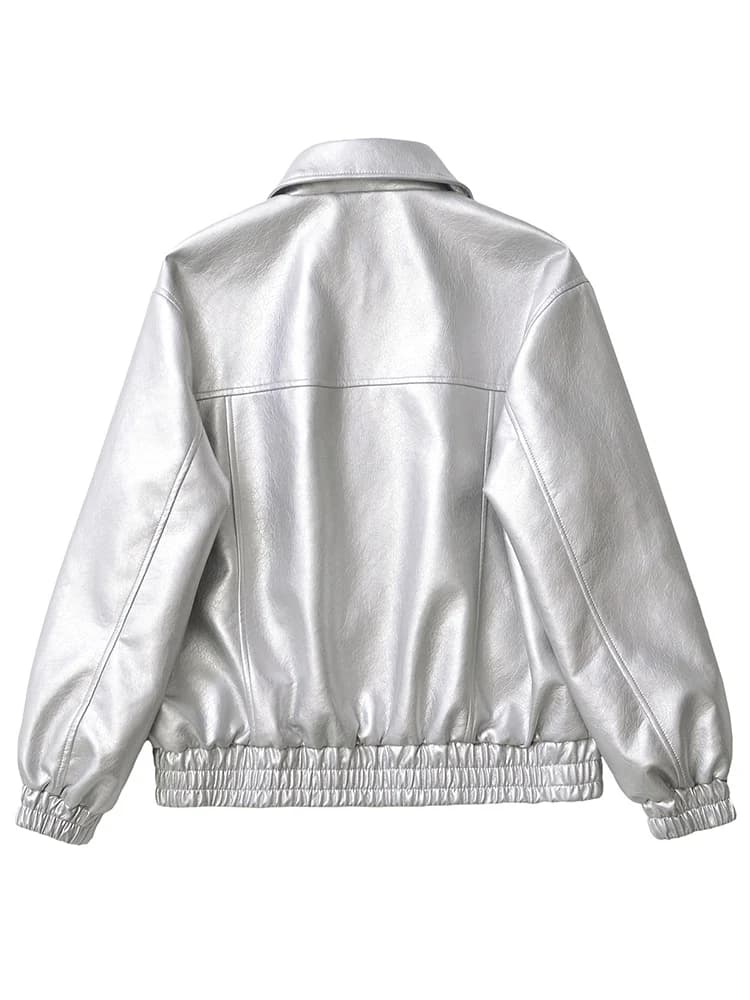Ailegogo streetwear femmes Vintage Loose court pu faux cuir veste printemps automne femmes zip mante