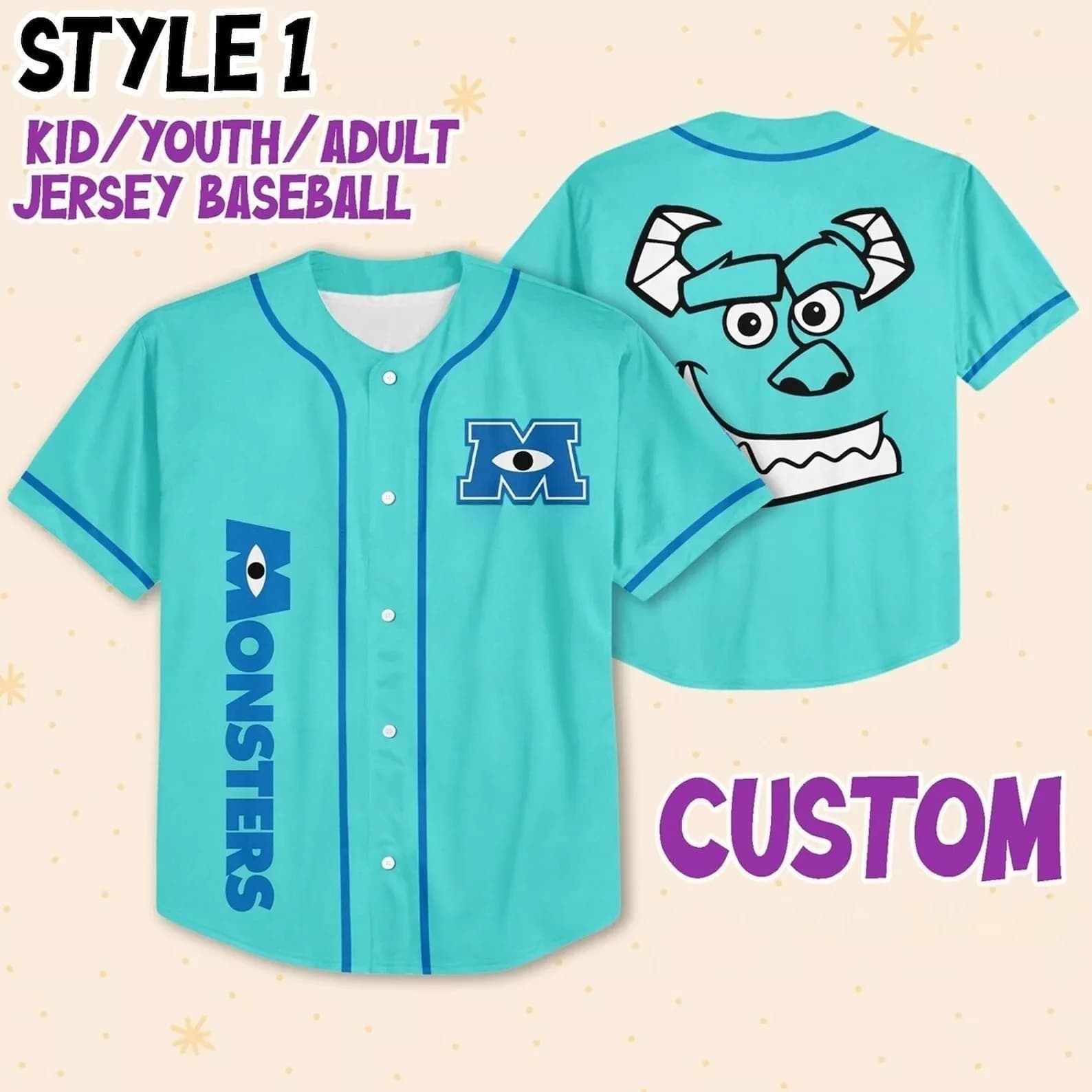Maillot de Baseball personnalisé Monsters University Mike Sulley, chemise de Cosplay pour enfants, j
