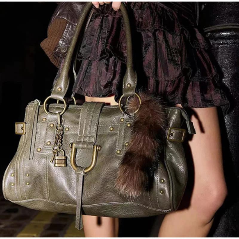 Sac à bandoulière rétro pour femme, grande capacité, sac sous le bras, sac à main de luxe avec rivet