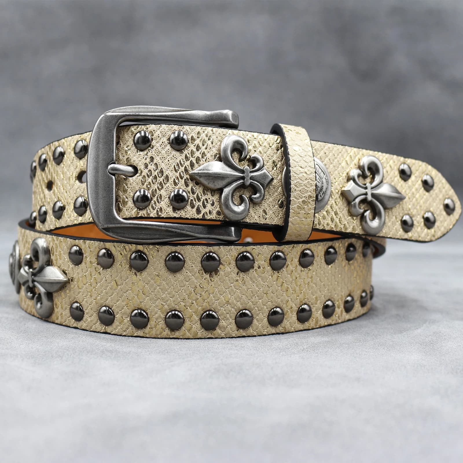 Y2K – ceinture à rivets en cuir pour femmes, croix dorée, cloutée, haute qualité, Rock, sangle pour 