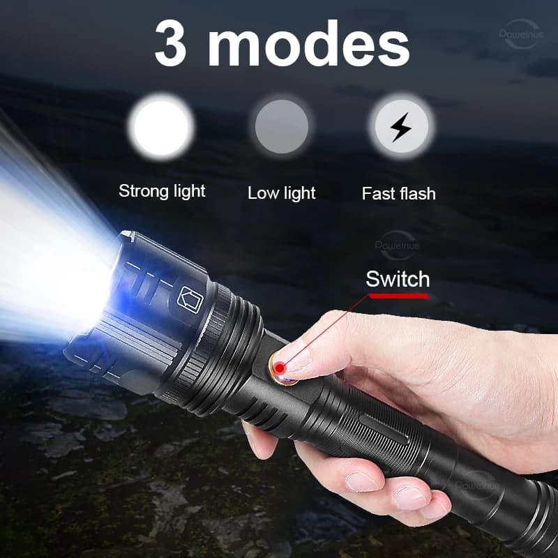 Nouveau Lampes de poche Laser blanches 12000mAh 1000000 LM lampe de poche Ultra puissante Zoom USB l