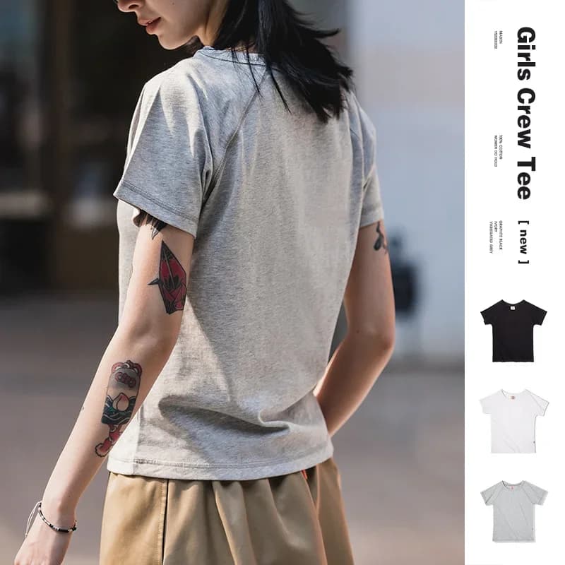 Maden T-shirt à manches courtes et col rond pour femme, 100% coton, doux et respirant, basique, pour