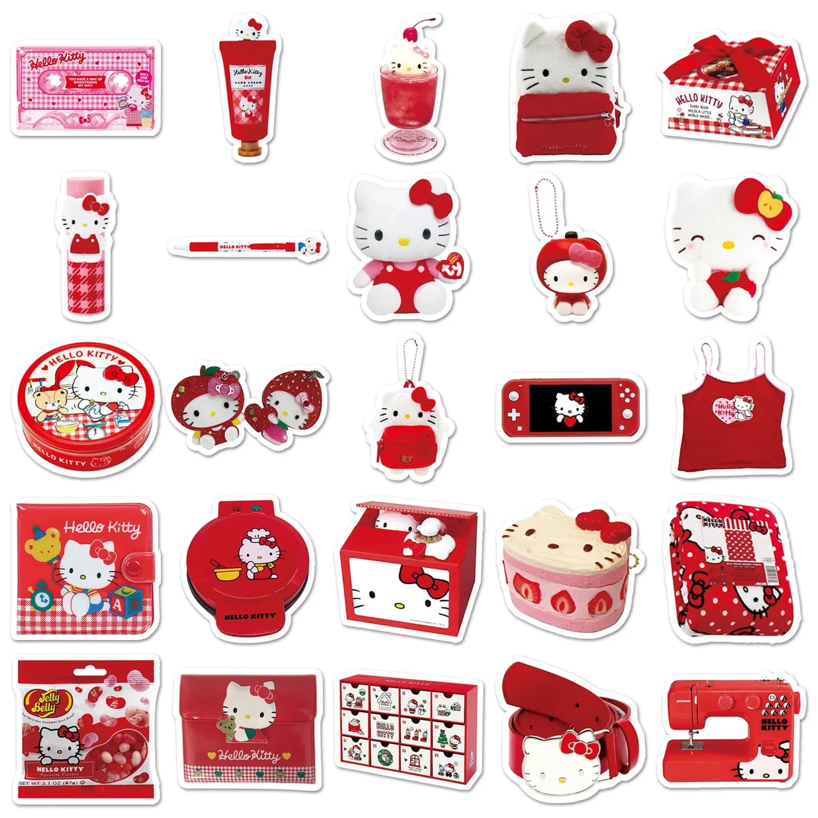 Autocollant de Style INS rouge Hello Kitty, étiquette étanche, dessin animé amusant, Doodle, jouet p