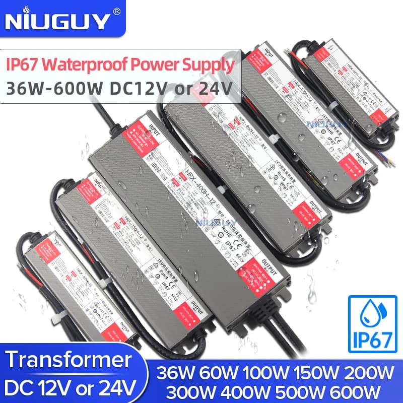Transformateurs d'éclairage étanches AC 220V à DC 12 V 24V, alimentation de pilote LED 60W 100W 150W