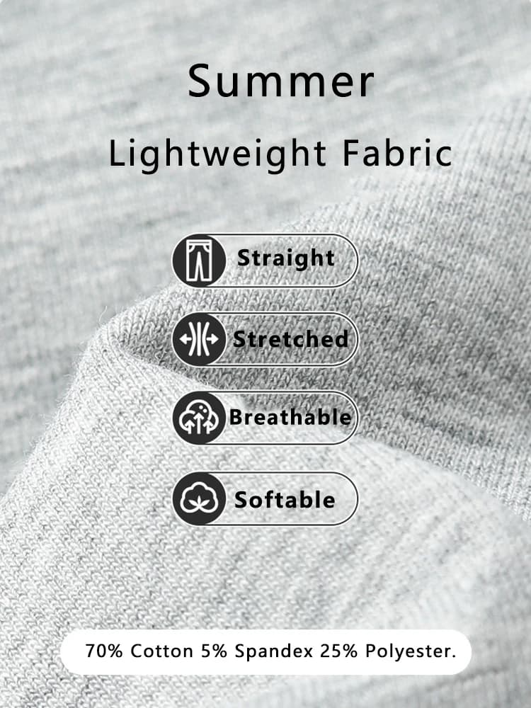 Pantalon de sport d'été pour homme en coton léger, coupe droite, gris, coupe ample, pour jogging, dé