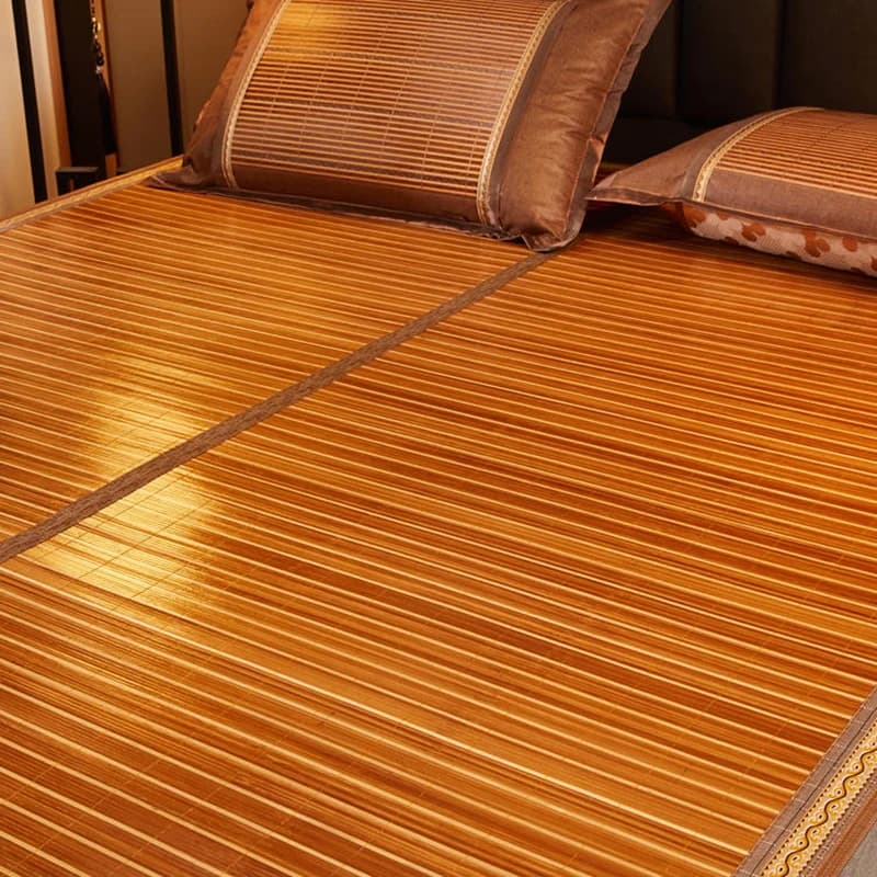 Tapis d'été en bambou, en paille réversible, double face, pour la maison, en rotin, à l'ancienne, li