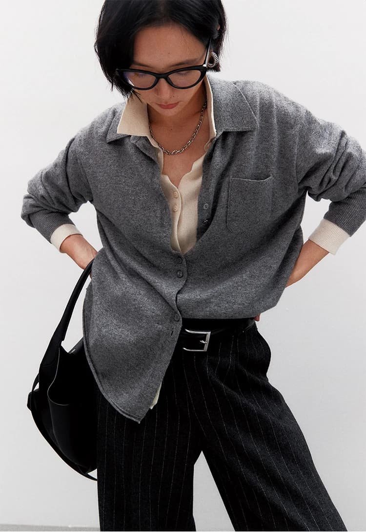 Magnifique chemise tricotée en cachemire de laine avancé, Gao Zhi Tong Qin Lu, OS, enseignement de m