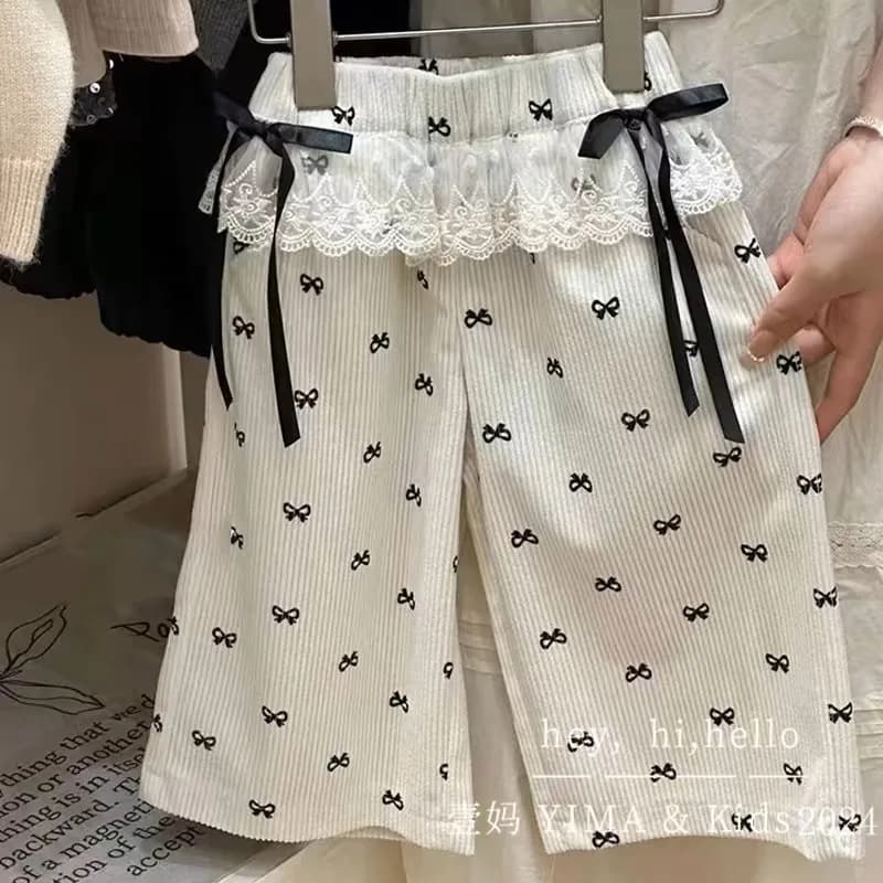Pantalon de printemps pour bébé fille, ample, dentelle épissée, tout imprimé, pantalon droit pour en