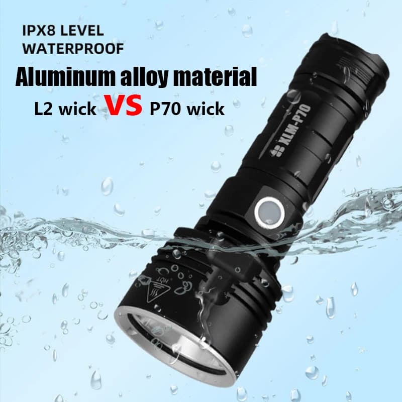 Lampe de poche Led haute puissance Super lumineuse P70, Rechargeable par USB, étanche, batterie 2665
