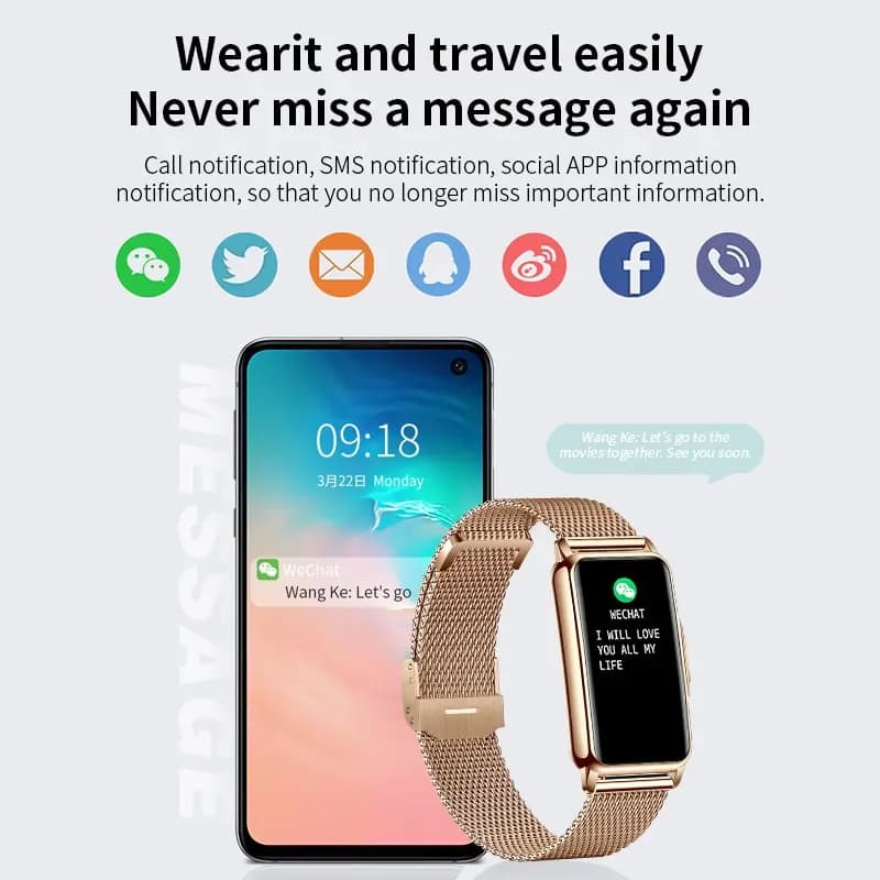 LIGE Montre Intelligente Femmes Plein Écran Tactile Bluetooth Appel IP67 Étanche Sport Fitness Track
