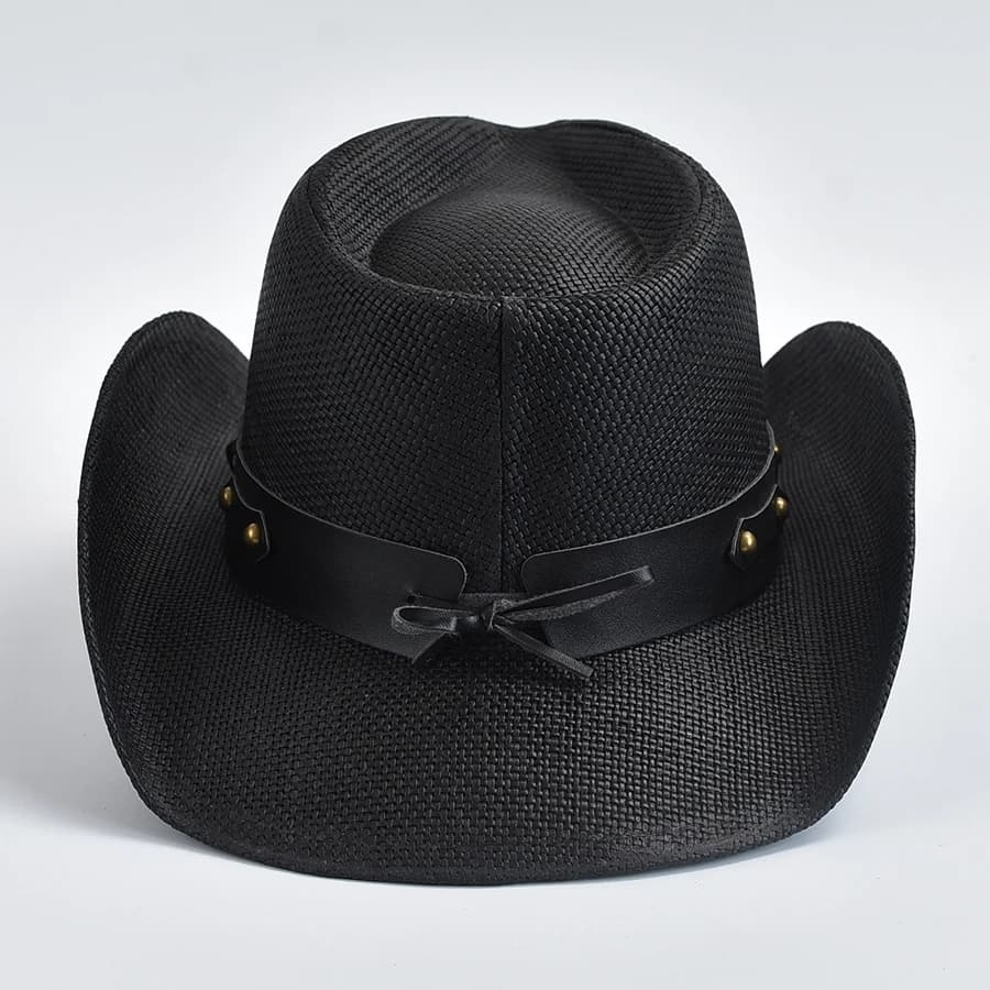 Chapeau de paille épaissi pour hommes bord bouclé Vintage Western Cowboy chapeau été plage chapeau d