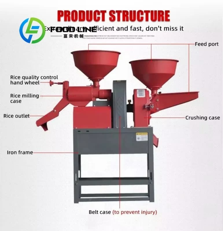 Moulin à riz domestique, machine de broyage polyvalente, solution de traitement des céréales tout-en