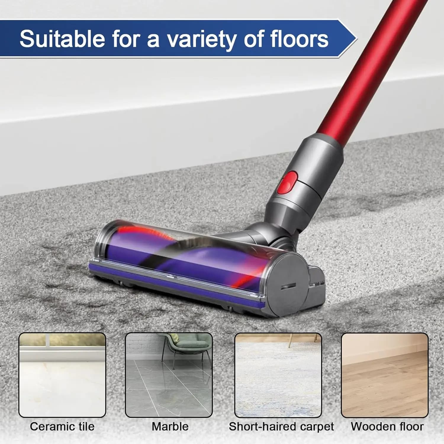 Tête d'aspirateur électrique Direct Dirve pour Dyson V7 V8 V10 V11 V15, fixation pour plancher en bo
