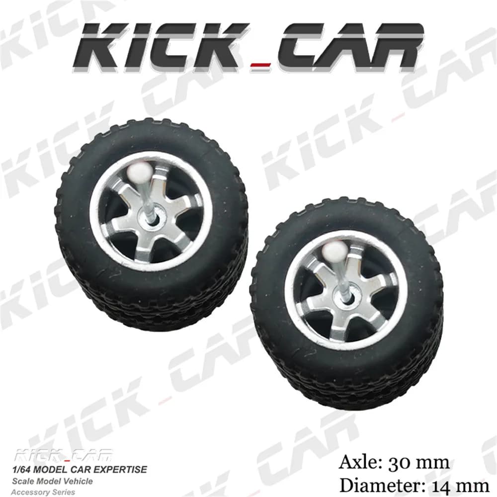 KICARMOD Pneus en caoutchouc et roues de voiture en métal moulé sous pression 1/64 pour véhicules to