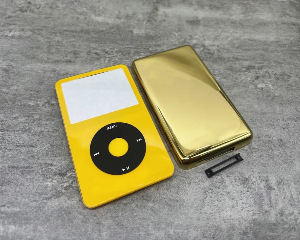 Plaque frontale jaune pour urgent, boîtier arrière doré, lunette à bouton central jaune, roue à clic