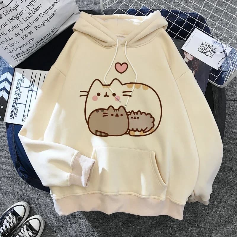 2020 drôle le chat à capuche femmes mode Kawaii coréen Harajuku sweat femme 90s dessin animé vêtemen