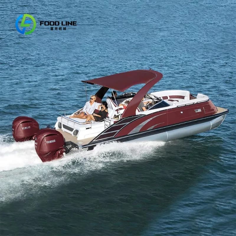Bateau ponton de luxe en aluminium de 27 pieds, personnalisé et en gros, modèle 2025, avec bimini él
