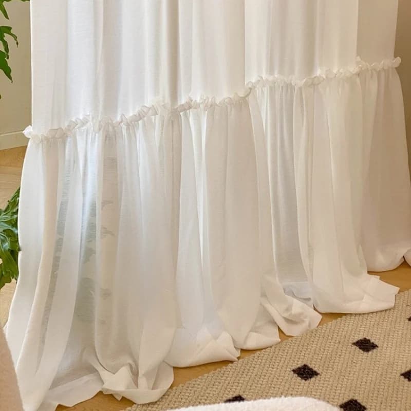 Rideaux transparents blancs de conception spéciale de jupe française pour les chambres de princesse,